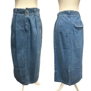 Vintage Y2K Women's Denim Maxi Skirt Size 8 Blue Jean Western Boho Modest 90s - Picture 1 of 11