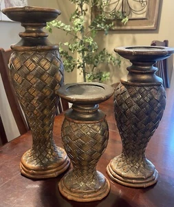 Set Of 3 Pedestal Candle Stand Tall - Picture 1 of 4