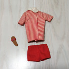 Vintage Japan Mattel Barbie Ken's Red Stripe Swim Beach Shirt Shorts 1 sandal