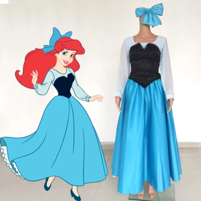 The Little Mermaid Ariel Cosplay Blue Dress Princess Costume Custom Made - Image 1 of 4