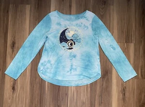 Girls Plus Size 20 Blue Tie Dye Sun Moon Yin Yang Bohemian Rounded Hem Tunic LN - Picture 1 of 10