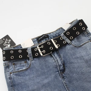 Double Grommet Holes Canvas Belt 2-Row Studded For Women Men Punk Belts AU - Picture 1 of 19