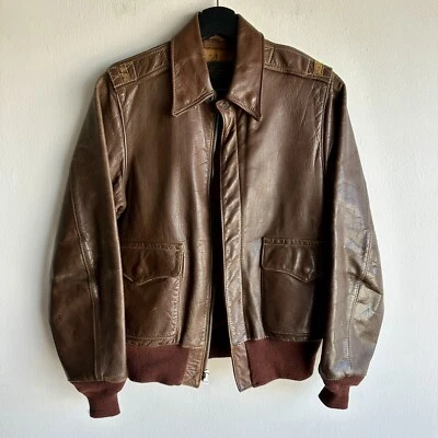 Original WWII US Army Air Corps Dubow A-2 Flight Jacket Mint Condition - Image 1 of 4