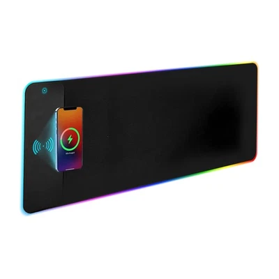 Wireless Charging LED Gaming Mouse Pad 16 RGB Selection Non-Slip Rubber Base US - Image 1 of 4