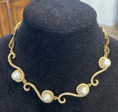 Collar Gargantilla Viennois Moda Joyería Imitación Perla Tono Dorado Foto 1 de 3