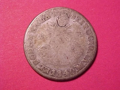 ECUADOR 2 REALES SILVER 1840-MV WORN - Image 1 of 2