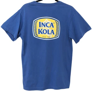 Inca Kola T Shirt Blue Logo Peru Soda Pop Coke Drink 100% Cotton Size Medium/M - Picture 1 of 7