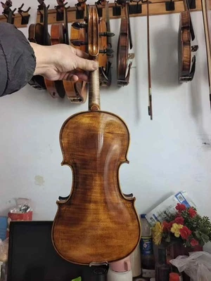 New 4/4 violin Stradi model European flamed maple back spruce top hand carved 20 - Image 1 of 4