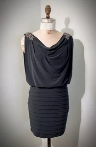 VTG Y2K Cache Black Knit Dress SZ 0 Sheath Beaded Cocktail Goth Whimsigoth - Picture 1 of 10