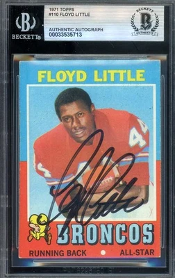 Floyd Little Beckett BAS Signed 1971 Topps Autograph Broncos - Image 1 of 2