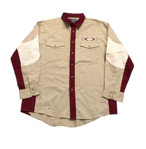 Vintage Wrangler Shirt Men’s L Colorblock Aztec Pearl Snap Long Sleeve Western - Picture 1 of 11