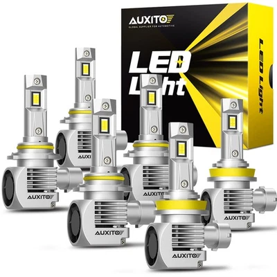 AUXITO 9005+9006+H11 Combo LED Headlight Kits Bulbs Hi/Lo Beam 6000K White EAF - Image 1 of 4