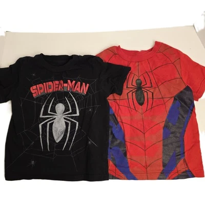 Set of 2 Marvel Spiderman T-Shirts Boys Size 5T Red Black Short Sleeves Pullover - Image 1 of 4