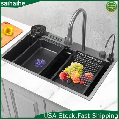 Grifo de fregadero de cocina Flying Rain de acero inoxidable con lavadora de tazas Foto 1 de 4