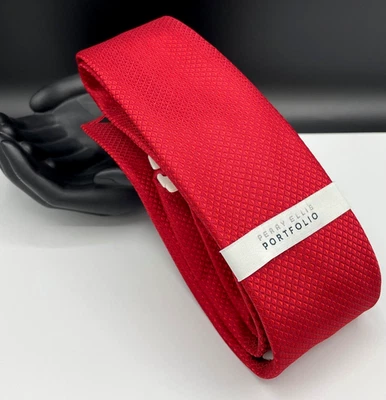 Corbata 100 % poliéster portafolio PERRY ELLIS para hombre ~ roja ~ ¡texturizada! Foto 1 de 3