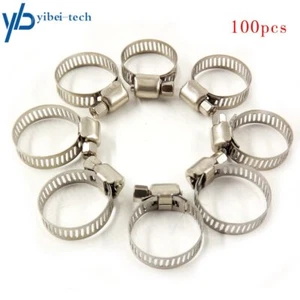 100 Stück 3/4"-1" verstellbare Antriebsschlauchschellen Kraftstoffleitung Schneckenschellen Edelstahl - Bild 1 von 6