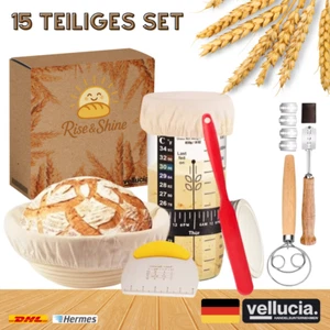 15 teiliges Sauerteig Starter Set Gärkörbchen, Schnittmuster Brot Backen Zubehör - Bild 1 von 6