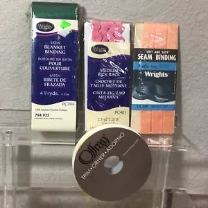 Vintage Seam Binding Edging Ribbon Lot Of 4 Crafting Sewing Embellishments - Picture 1 of 5