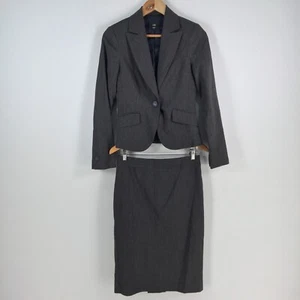 Cue womens skirt suit set jacket size 6 + skirt size 8 grey corporate 073102 - Picture 1 of 11