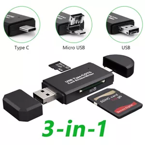 USB 2.0 Memory Card Reader USB Type C SD/Micro SD OTG Adapter SDXC SDHC MMC 4D8 - Picture 1 of 12