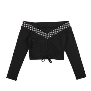 NWT ADAM SELMAN SPORT SHOULDER AND ABS BLACK SILVER CROP TOP SIZE S $175 - Picture 1 of 4