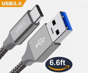 USB3.0 Cable to Type C Charging Cable 6.6Ft Nylon Braided Cord Fast Charger - Picture 1 of 9