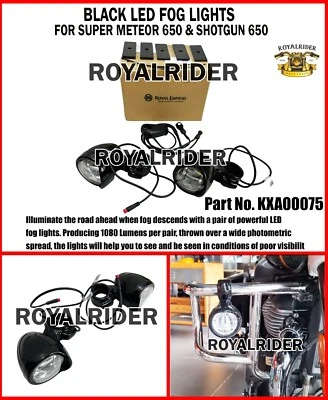 "BLACK, LED FOG LIGHTS" FIT FOR ROYAL ENFIELD SUPER METEOR 650 & SHOTGUN 650 - Image 1 of 4