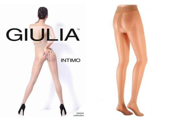 2x GIULIA INTIMO Dessous Ouvert Pantyhose Strumpfhose Glanz Natur M 40 42 44 - Bild 1 von 1