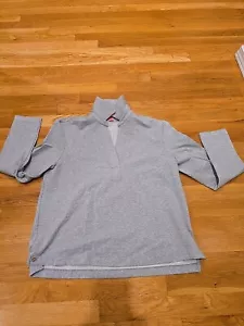 Lilly Pulitzer Sz M Emalia Shimmer Terry Top Heather Grey Metallic Split Neck - Picture 1 of 6