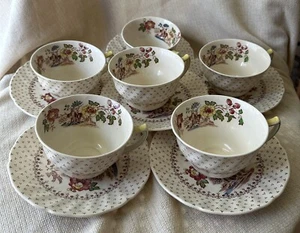 Vintage Royal Doulton Grantham 5477 8 Oz Teacups And Saucers- Set Of 6 - Picture 1 of 4