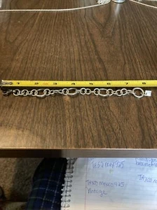Vintage Taxco Mexico 925 rund offen Kreis Gliederarmband 8" 21,2 Gramm - Bild 1 von 8