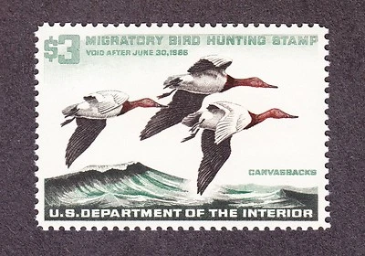 US RW32 $3 Duck Hunting Permit Stamp Mint OG NH SCV $110 - Image 1 of 2