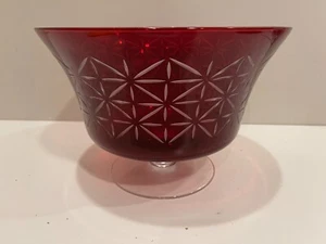 Vintage Partylite Pedistal Serving Bowl Or Truffle Bowl Ruby Red Garnet - Imagen 1 de 4