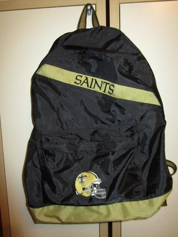 NFL New Orleans Saints Black & Gold Backpack 17" long KIDS good used condition Cover