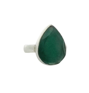 Green Simulated Raw Emerald Ring In 925 Sterling Silver - Picture 1 of 6