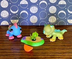 💛LPS Littlest Pet Shop Mommy Iguana #1829 Daddy Iguana #254 & Tiniest Iguana 🩷 - Picture 1 of 12