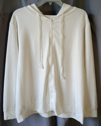 OFF WHITE Shien Felpa con Cappuccio Avorio Full Zip Donna 2XL