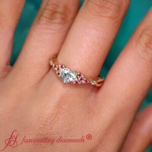 1/2 Carat Heart Shaped Lab Created Diamond And Ruby Celtic Knot Engagement Ring