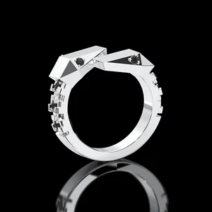 Sterling Silber Gothic Schlangenring schwarz CZ | verstellbarer zweiköpfiger Schlangenring - Bild 1 von 7