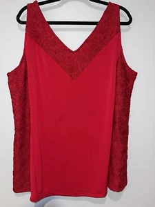 Lane Bryant Red Lace Stretch Sleeveless Blouse 22/24 - Picture 1 of 3