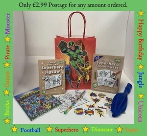 SUPERHERO Pre Filled Party Bags - Boys Ready Made Birthday Gift Fillers Favours - Picture 1 of 10