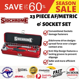 SIDCHROME 23 PIECE AF/METRIC & SOCKET SET SCMT12110 - AUSTRALIA BRAND - Picture 1 of 4