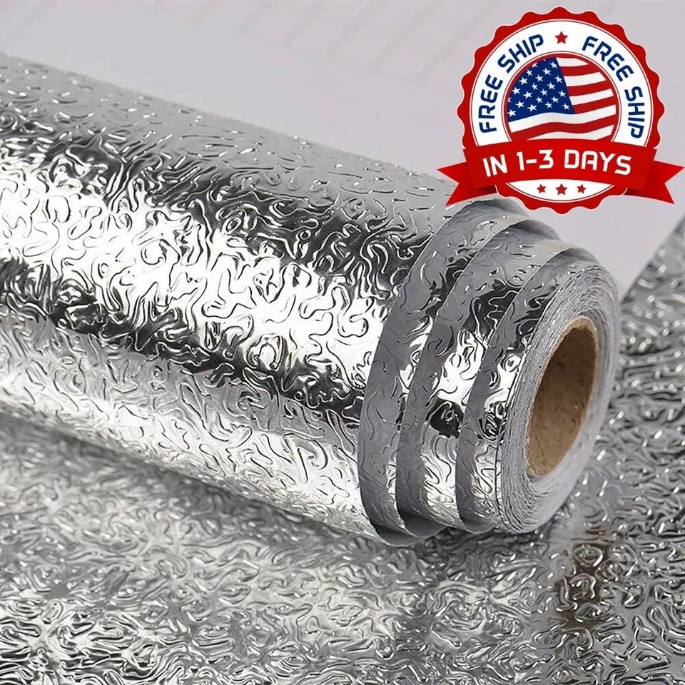 Pegatina De Pared Multifuncional Para Cocina, Papel De Aluminio Impermeable NEW - Image 1 of 4