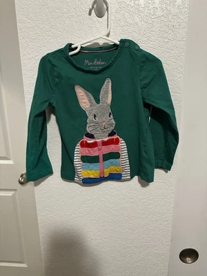Mini Boden Bunny Rabbit Long Sleeve T-Shirt Girls Size 2-3 Years - Image 1 of 4