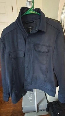 Alfani 蓝色人造麂皮绒纽扣夹克 - 尺寸 S - 状况完好 — 第 1/3 张图片