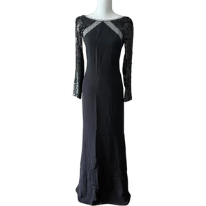 Emilio Pucci Sequin long Sleeves Open Back Silk Gown Dress in Black Size 6 - Picture 1 of 20