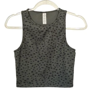Balance Collection Olive & Black Spots Mia Crop Leopard Print Racerback Tank S - Picture 1 of 8
