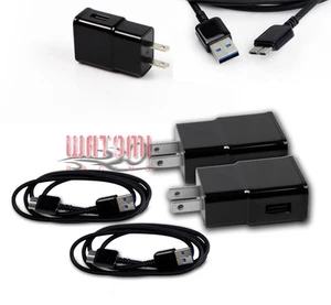 2X 2A TRAVEL ADAPTER+6FT MICRO USB 3.0 CHARGING CABLE BLACK GALAXY S5 NOTE 3 NEW - Zdjęcie 1 z 1