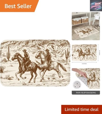 Elegante Alfombra de Baño Vaquero 24x16 - Microfibra Lavable Antideslizante para Decoración del Hogar Foto 1 de 4