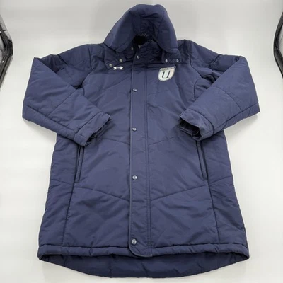 Under Armour ColdGear Puffer Parka Jacket Mens Large Navy Hooded Eleven United - Image 1 of 4